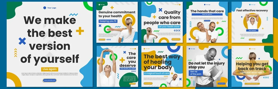 Contoh konten social media terapi kesehatan dengan tema calm - desain feed Instagram wellness