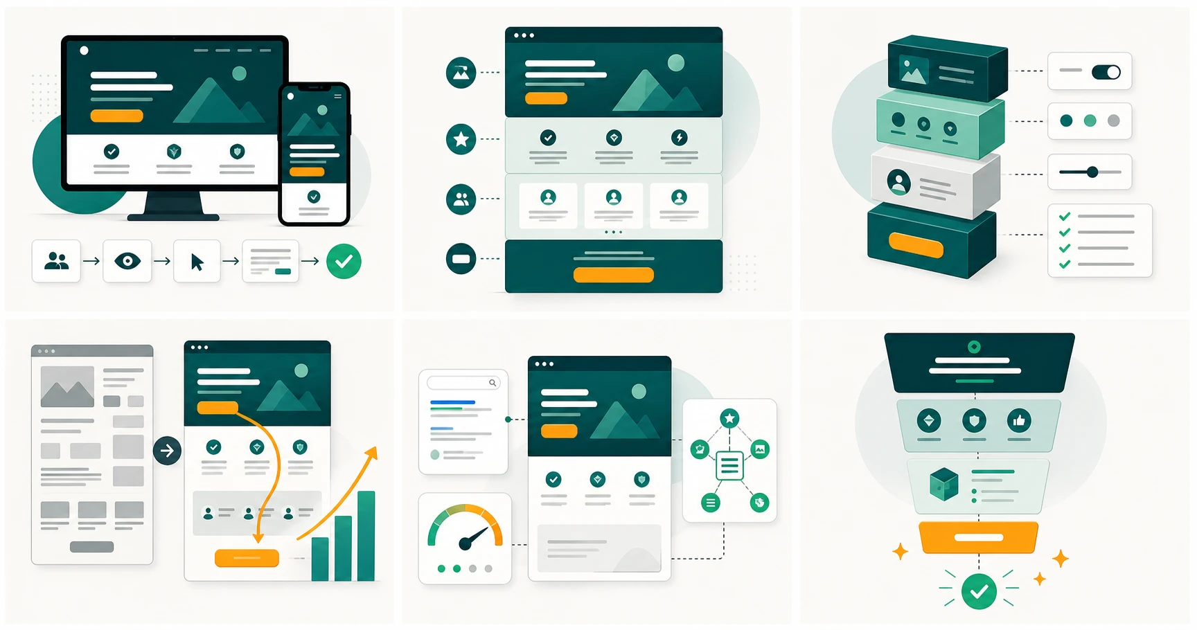 Ilustrasi jasa pembuatan website landing page responsif untuk desktop dan mobile